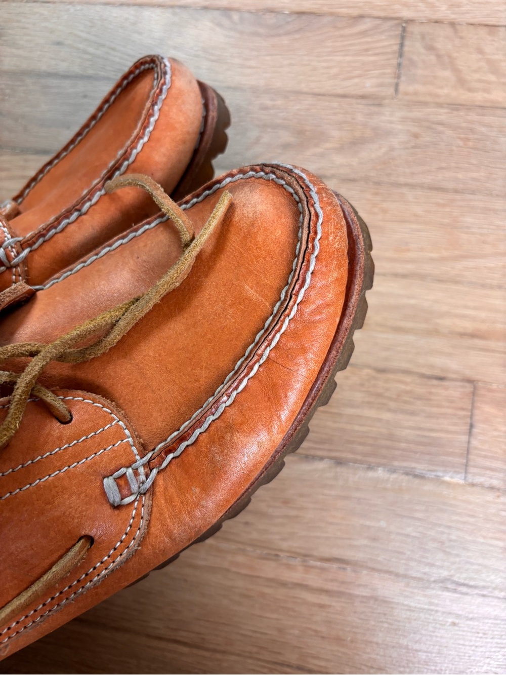Timberland Men’s Handsewn Leather Camp Moc Boat Shoes Vibram Lug Sole 11.5 - Picture 4 of 8